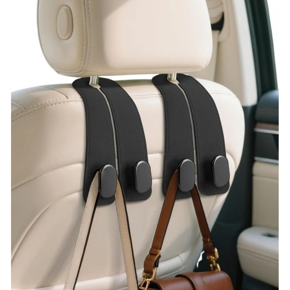 Generic Pack of 2 Leather Car Seat Headrest Hook (Black)