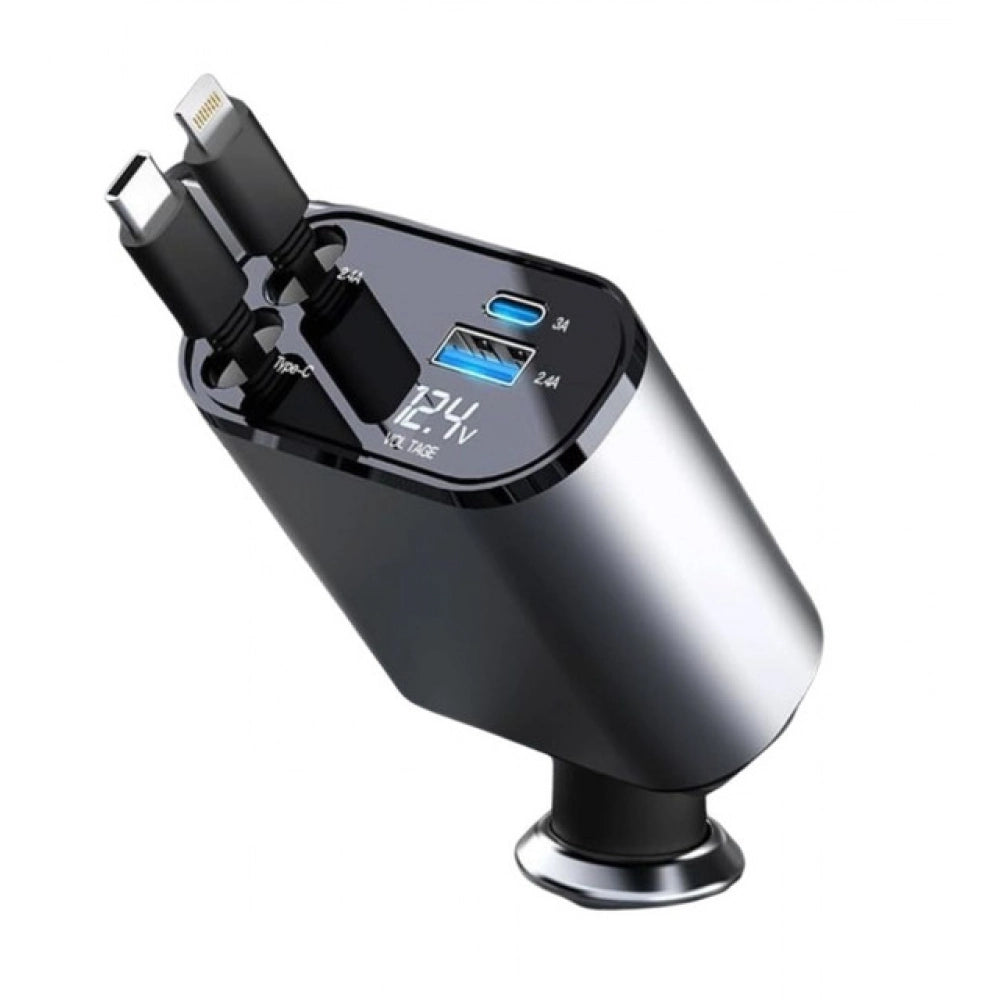Generic Retractable Car Charger (Grey)